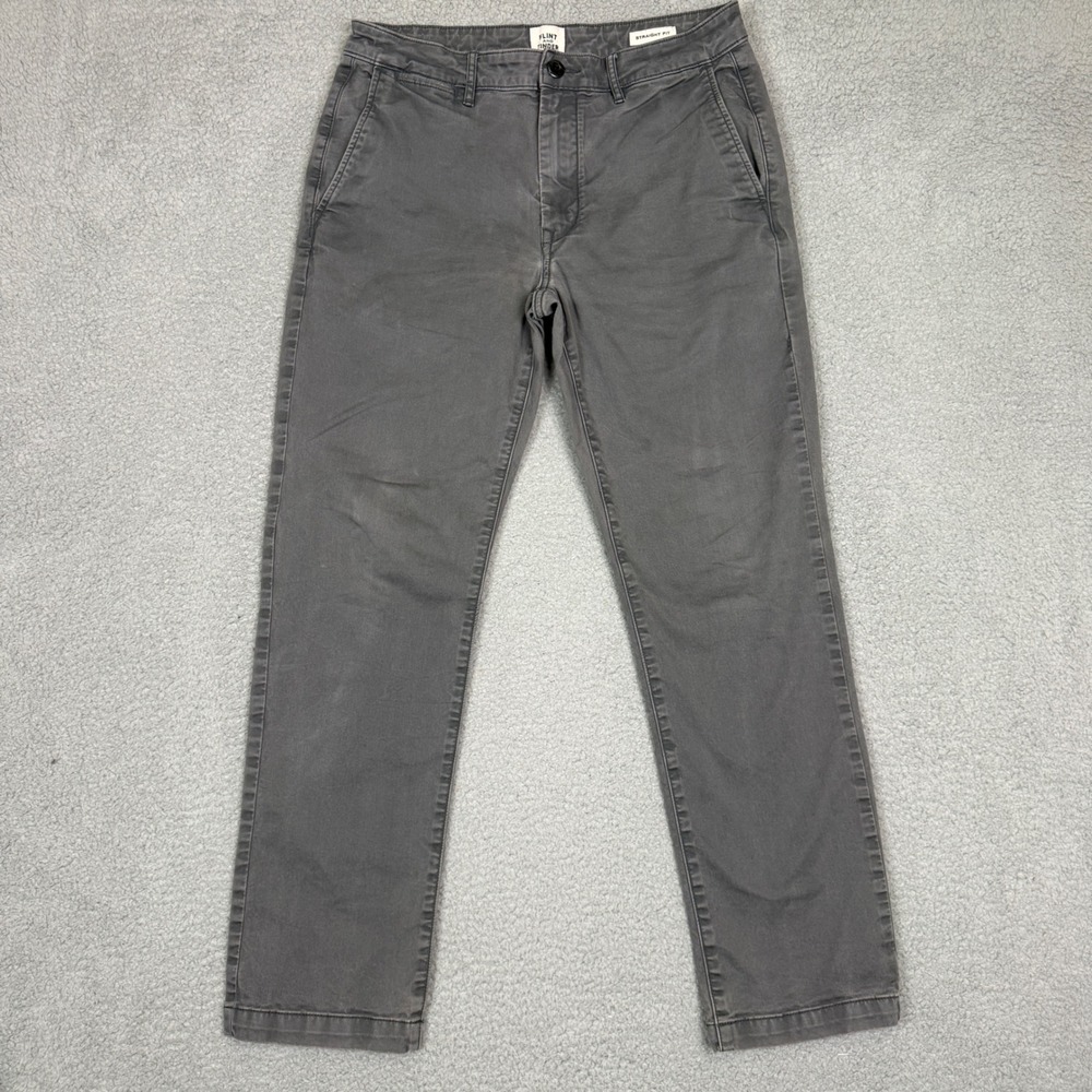 Flint and Tinder 365 Pants Mens 31x30 Grey Straight Fit Chino Trousers